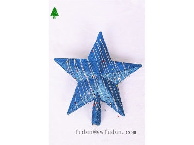 Tree top star 20CM Christmas tree decoration blue pentagonal tree top decoration