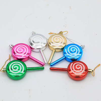 6pcs Christmas lollipop pendant color wave candy