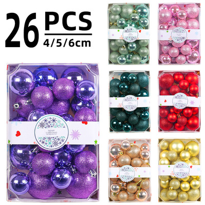 Rectangular box of colored balls 4/5/6cm Christmas ball set wholesale mall Christmas tree ornament b